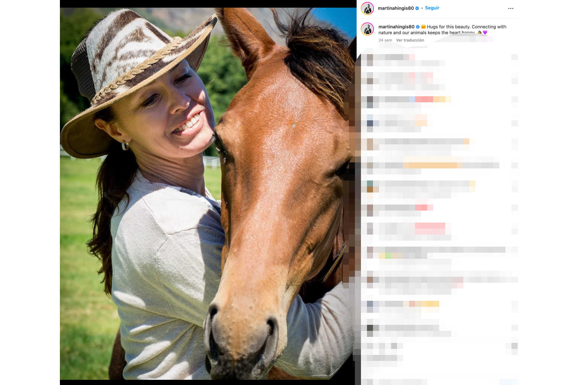 <p>De hecho, a pesar de estar a tan sólo una hora en coche de Zúrich, Martina Hingis tiene fijada su residencia en Bad Ragaz, donde tiene un terreno enorme en plena naturaleza con un establo para sus caballos. Idílico.</p> <p>Foto: Instagram - @martinahingis80</p>