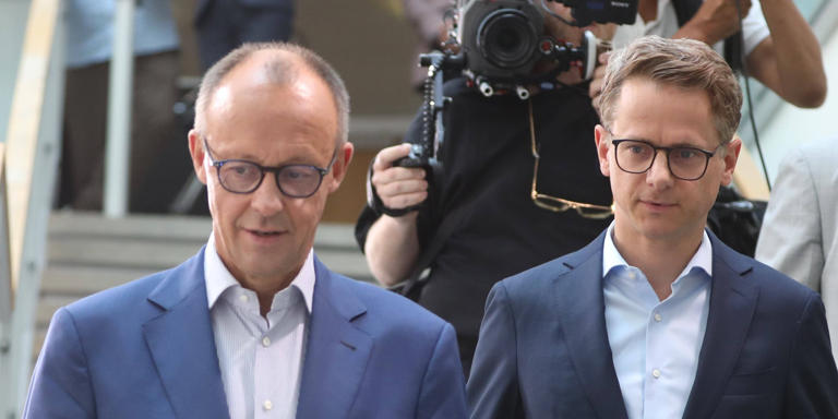 CDU-Chef Friedrich Merz (links) und der neue Generalsekretär Carsten Linnemann (rechts). IMAGO/dts Nachrichtenagentur