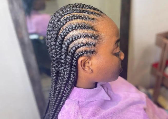 Braids to the back Photo: @hair.by.be Source: Facebook