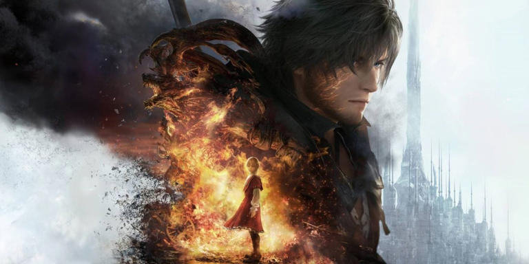 ff16 PROMO IMAGE OF CLIVE WITH JOSHUA IN FLAMES