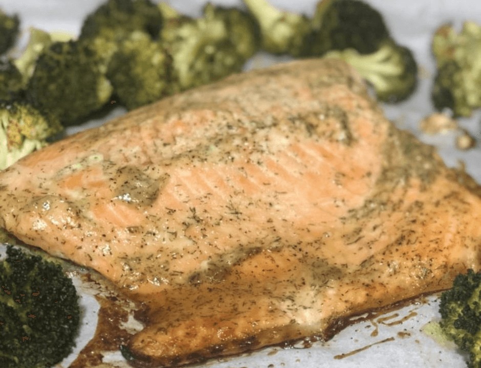 Sheet Pan Baked Salmon with Mustard Dill Marinade - So Easy!