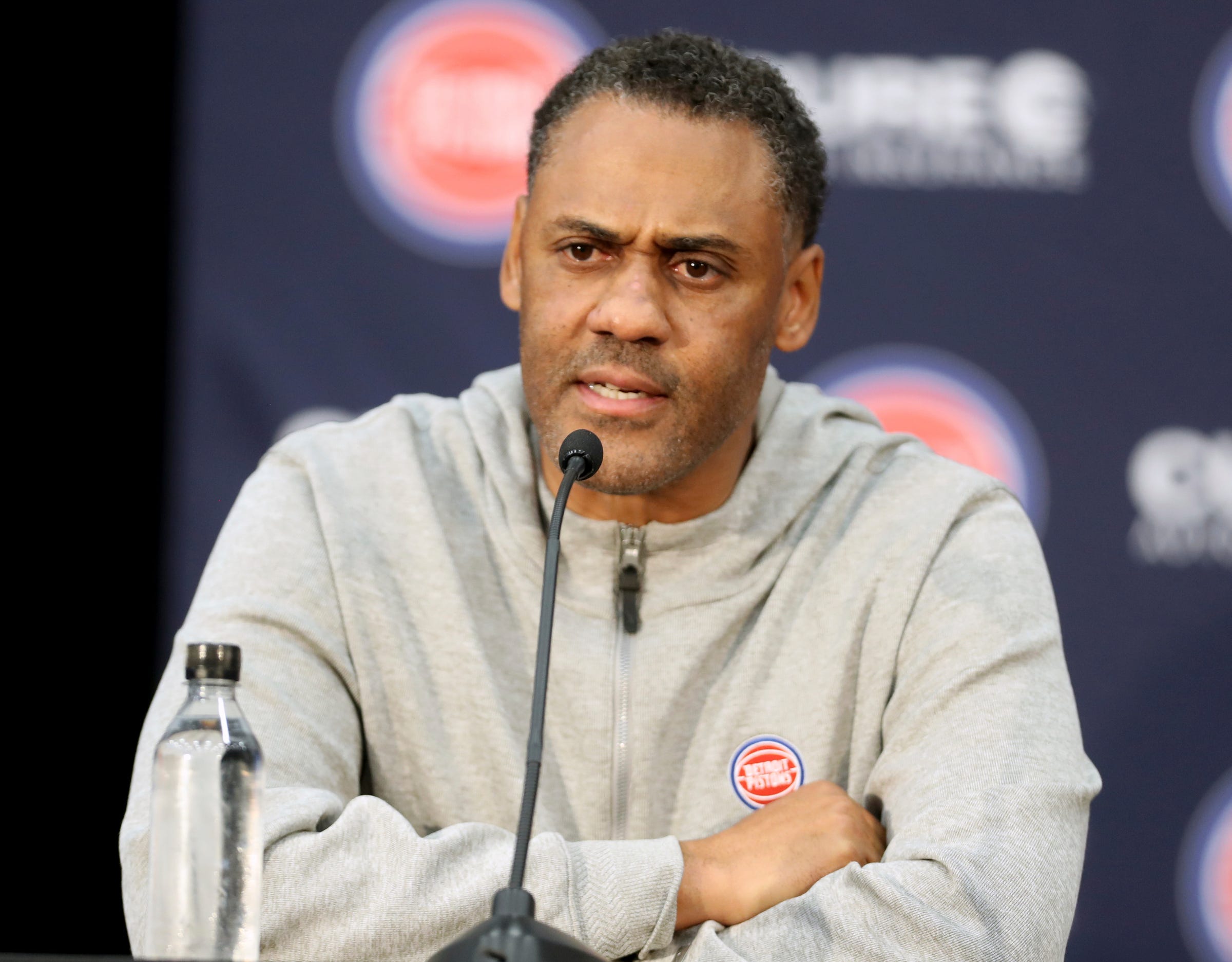 Detroit Pistons general manager Troy Weaver speaks for the first time