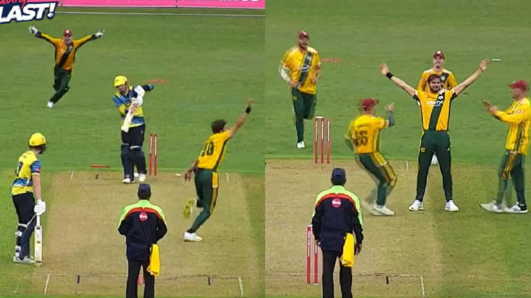 shaheen afridi makes new world record, becomes 1st bowler to take 4 wickets in first over of t20 blast– watch