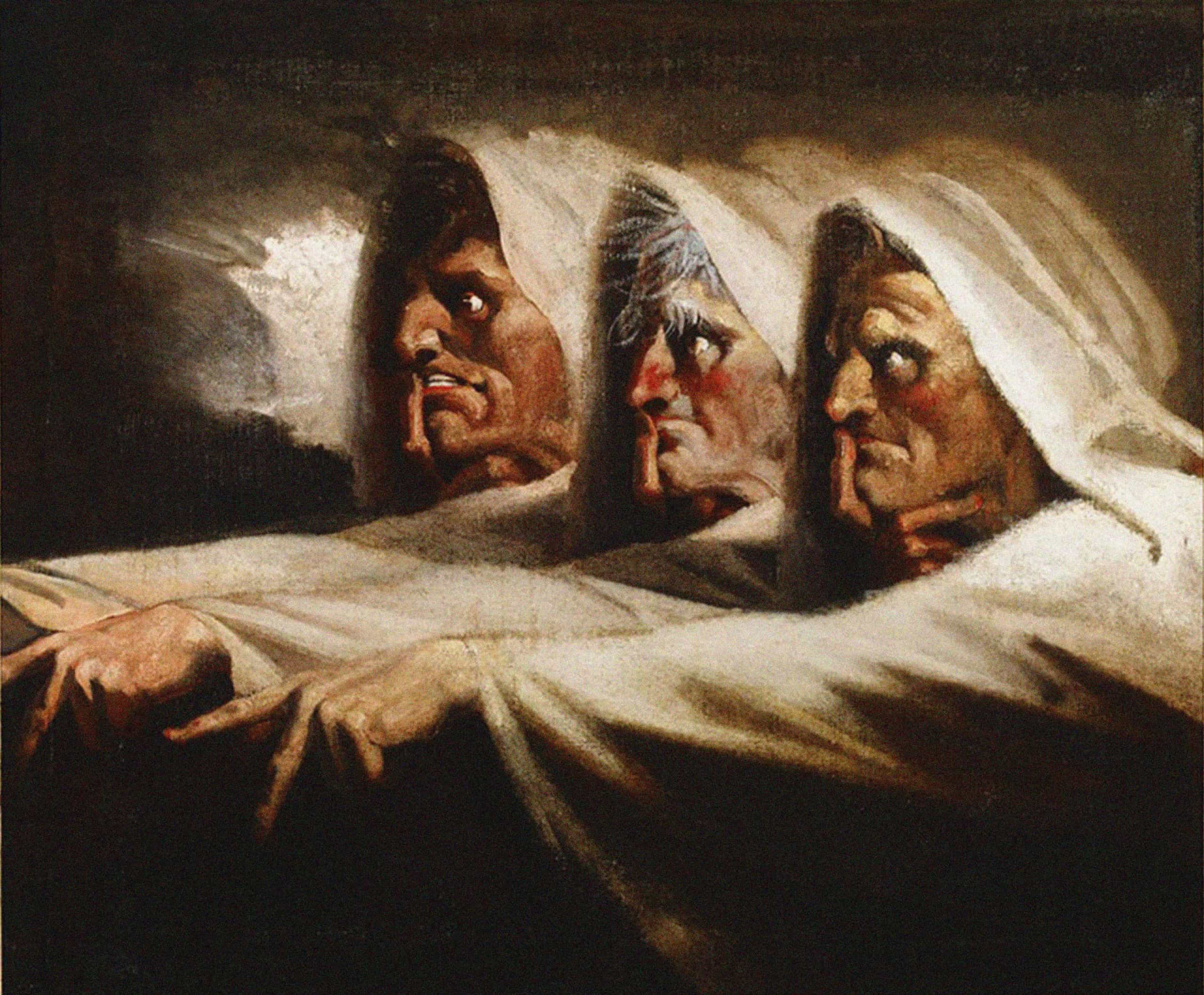 3 ведьмы с 1 глазом. Иоганн Фюсли три ведьмы.