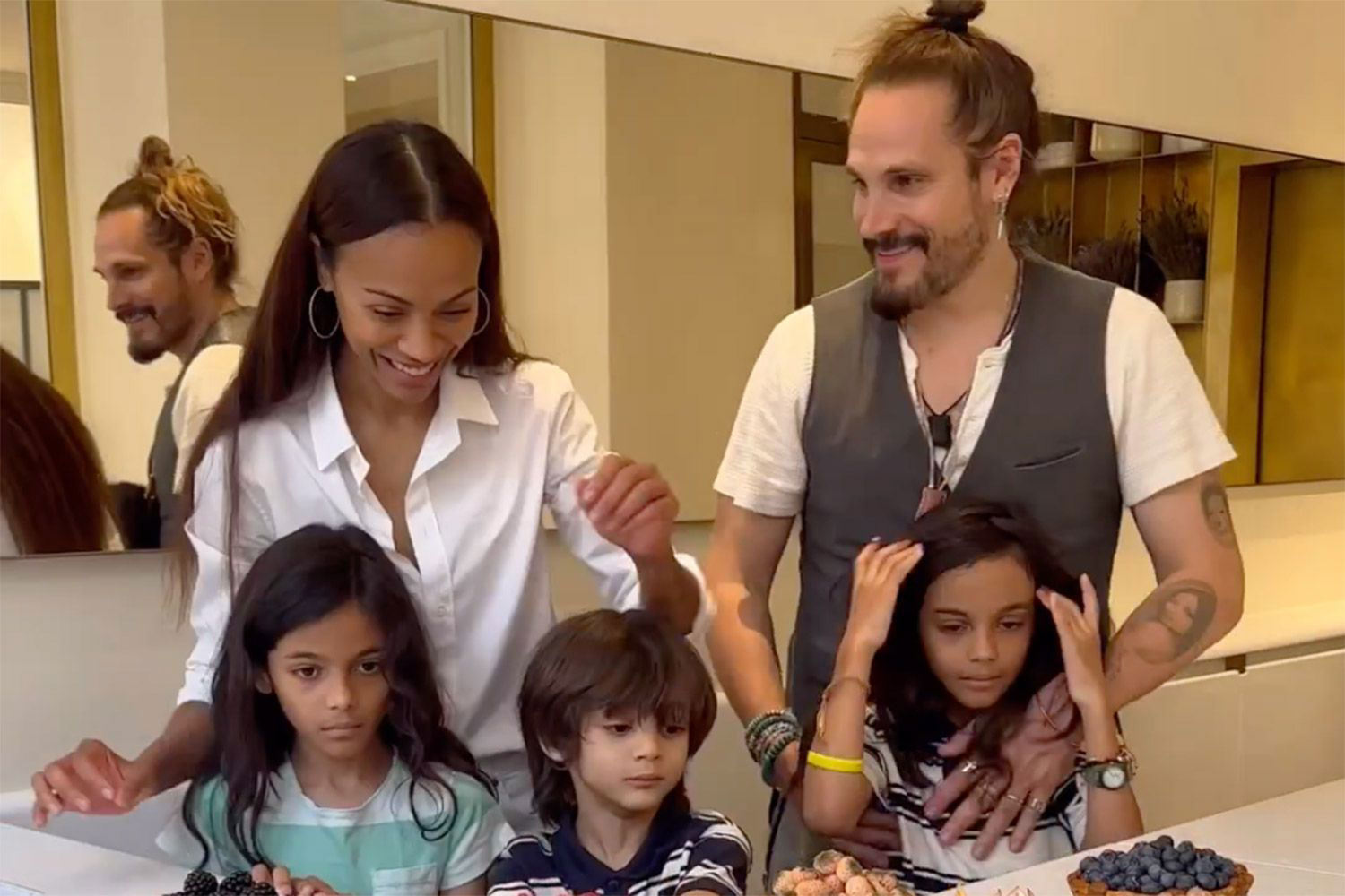 Zoe Saldaña Bakes and Gives Away Pastries with Her Husband and Kids: Watch