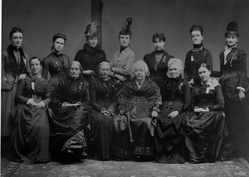 <p>The <a href="https://web.archive.org/web/20230124012745/https://www.icw-cif.com/01/03.php">International Council of Women</a> in 1888 became the first organization of women to promote the advancement of women's rights and equality on an international level. The organization's birth and activity was a natural result of the growing discourse around gender-based injustice that was taking place in the latter half of the 19th century. In this photograph, members of the organization's first executive committee, including famous women's rights activist Elizabeth Cady Stanton, are shown during their first meeting in Washington D.C.</p>