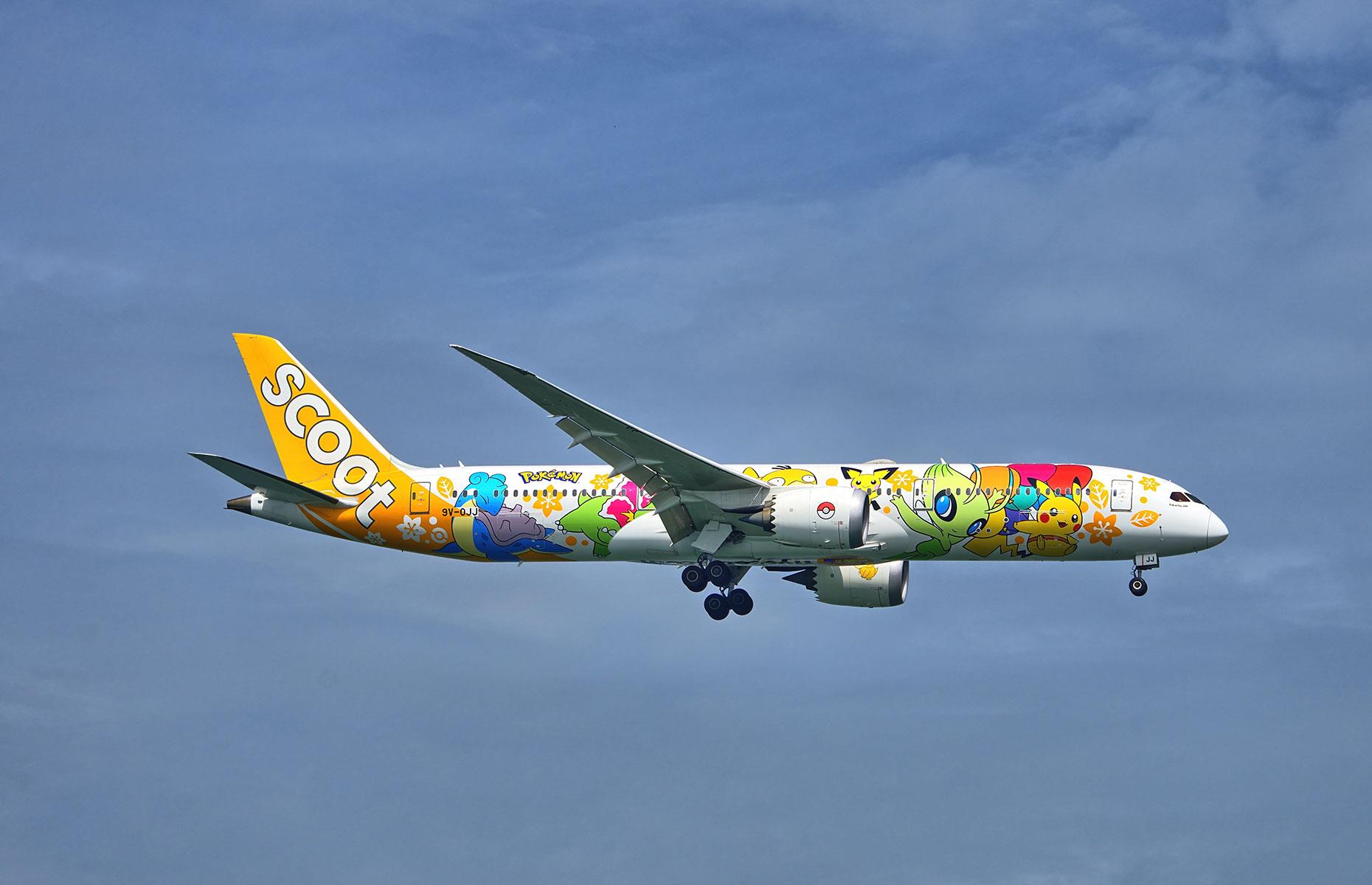 <p>But there's another reason everyone's talking about Scoot. In September 2022, it launched its first Pokémon-themed plane (pictured). The Boeing 787-9 Dreamliner (or "Pikachu Jet"), with its colourful livery and Japanese-inspired menu, serves selected journeys between Singapore, Taipei, Nanjing, Tokyo and Seoul throughout 2023.</p>  <p><a href="https://www.loveexploring.com/news/64647/the-airlines-with-the-most-and-least-delays-revealed"><strong>Check out the airlines with the most (and least) delays</strong></a></p>