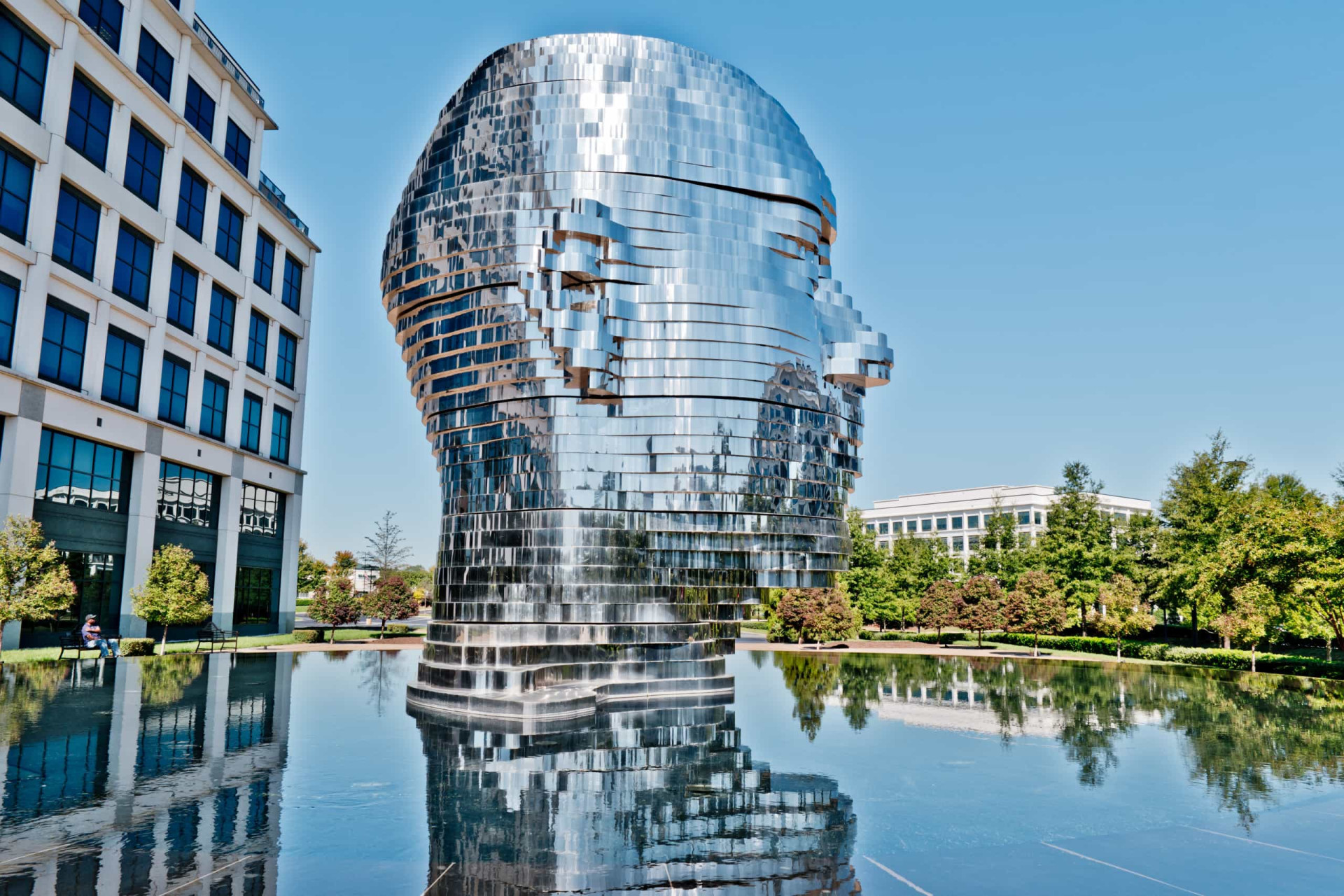 <p>Set in front of the Whitehall Corporate Center, the polished stainless steel METALmorphosis Head by Czech artist David Černý rotates and reconfigures at will, which is ever so slightly disconcerting.</p><p>You may also like:<a href="https://www.starsinsider.com/n/231057?utm_source=msn.com&utm_medium=display&utm_campaign=referral_description&utm_content=198095v22en-en"> The thrilling rollercoaster of Kanye West's life and career</a></p>