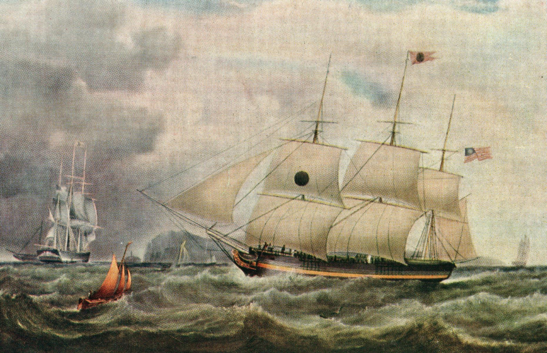 Before passengers began taking to the high seas, now-famous cruise lines principally operated as mail-shipping services. P&O, then the Peninsular Steam Navigation Company, won a contract to deliver mail to the Iberian Peninsula in 1837, a milestone event that would pave the way for commercial travel by ocean. The Black Ball Line, whose ships carried both passengers and mail, also became the first line to schedule a regular trans-Atlantic service. A Black Ball ship is pictured here in 1833.