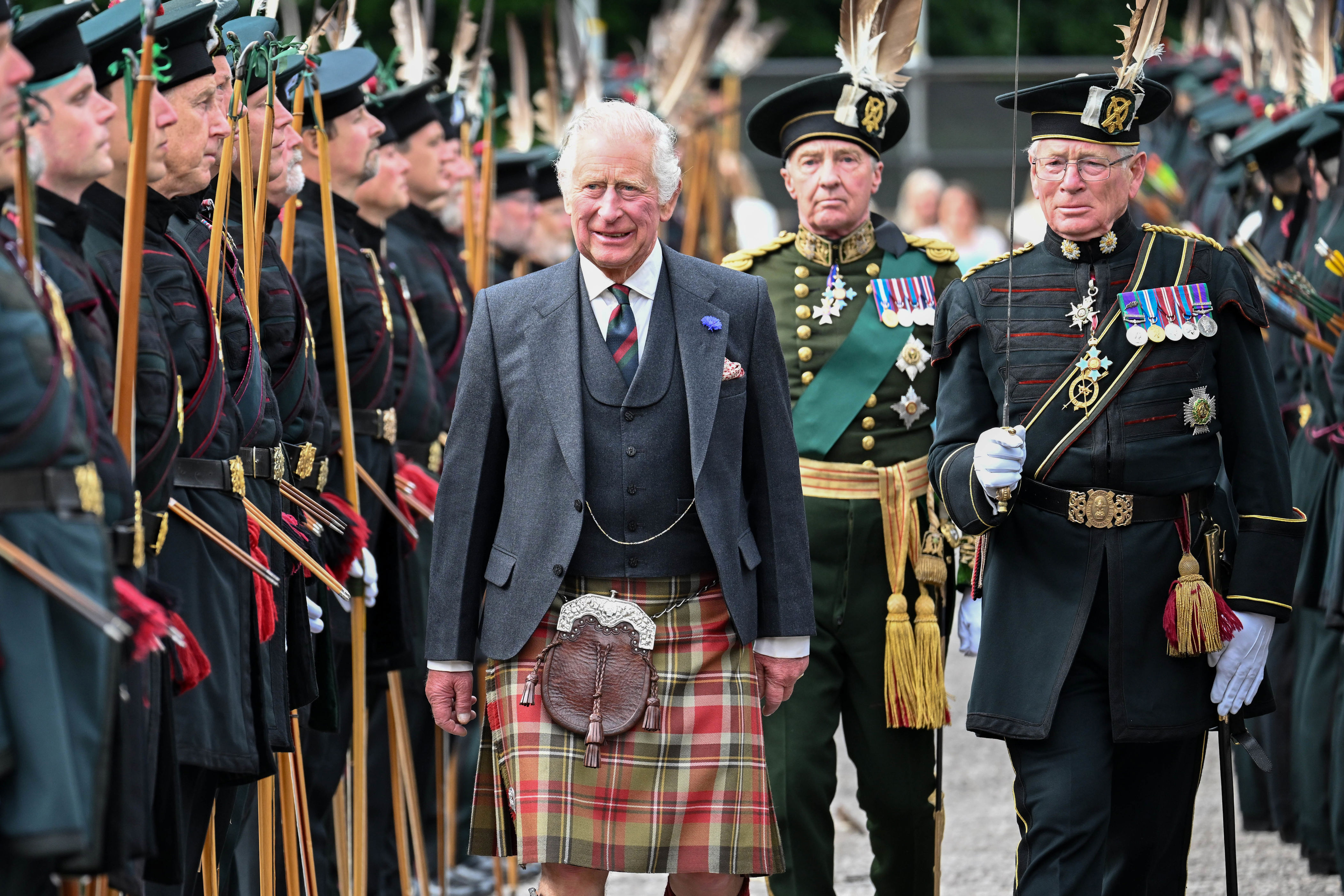<p>King Charles III attends the Ceremony of the Keys at the Palace of Holyroodhouse in Edinburgh, Scotland, on July 3, 2023, to kick off his family's Royal Week in Scotland.</p>