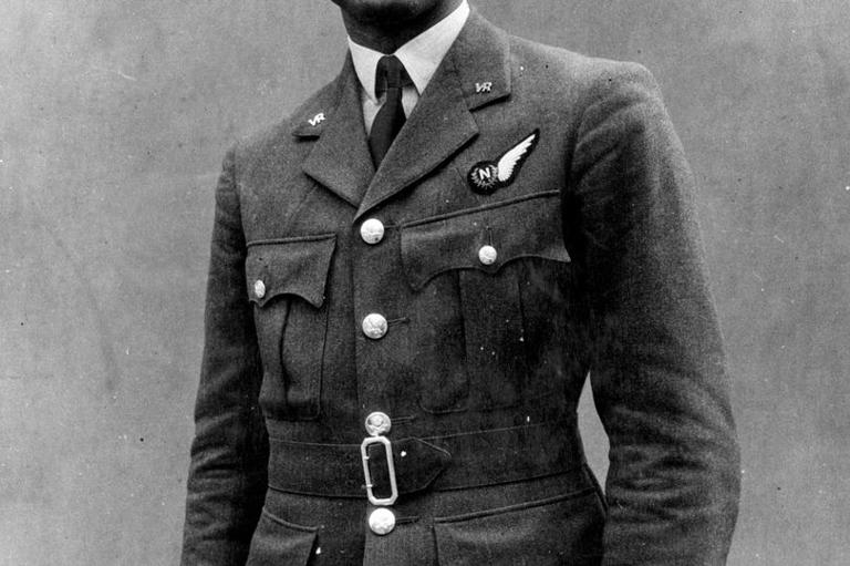 Pilot Officer J H ‘Johnny’ Smythe, from Sierra Leone, a newly qualified Bomber Command navigator, 11 Operational Training Unit, 1 August 1943