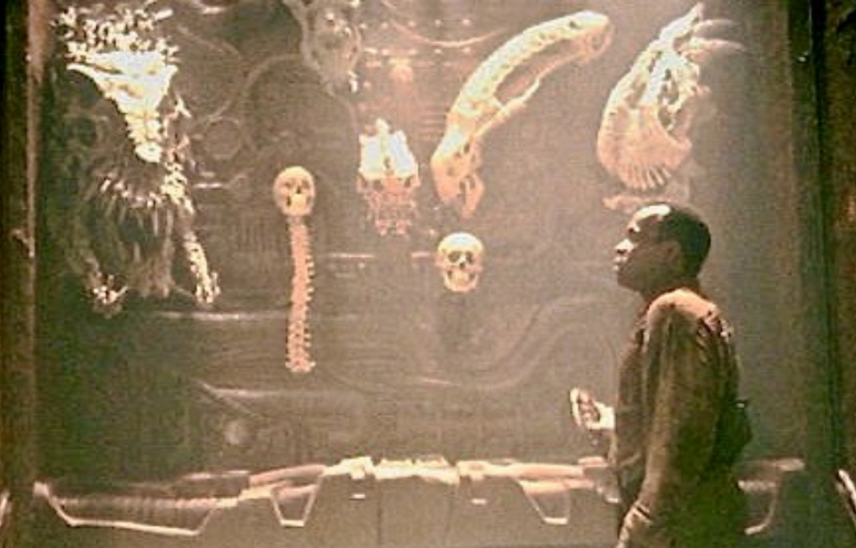 <p>In Predator 2 when Danny Glover enters the ship of the Predators, the viewer can clearly see the skull of an Alien from that franchise. A foreshadowing of movies to come.</p>