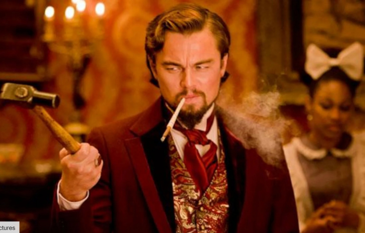 <p>While filming Django Unchained and during his evil and racist rant, Leonardo DiCaprio cut his hand with a prop when he slammed his hand on the table. The first images of blood that are shown is real as Leo just kept going.</p>