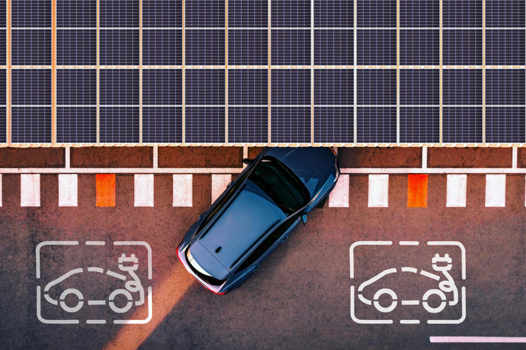 A home solar carport is just a smaller version of those at some parking lots.
