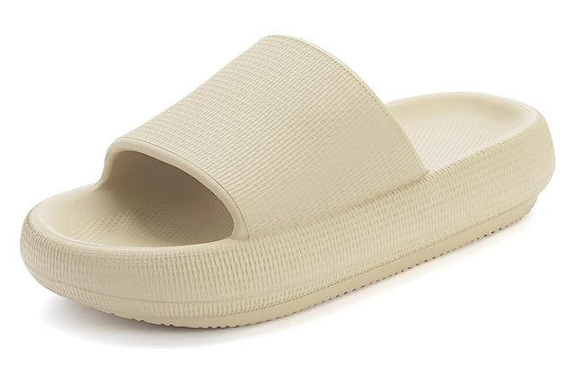 amazon, i pack these comfy, pillow-like sandals every time i travel — and they're nearly 50% off right now at amazon