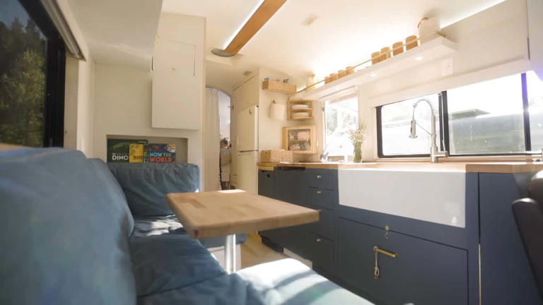 Small Bus Camper Conversion Is An Impressive Home For Family Of Four