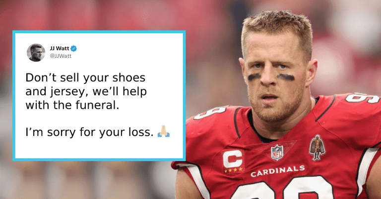 Teacher tries to sell JJ Watt's jersey to raise money for her grandpa's funeral. J.J. steps in to help.