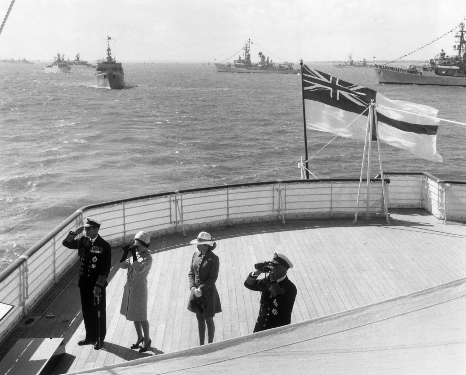 <p>Prince Philip, Queen Elizabeth II, Princess Anne, and Earl Mountbatten on board the Britannia at Spithead on the south coast of England during the Queen's review of the 62 ships of the North Atlantic Treaty Organization (NATO) fleet. This ceremony formed part of NATO's 20th-anniversary celebrations. </p><p><a href="https://www.msn.com/en-us/community/channel/vid-7xx8mnucu55yw63we9va2gwr7uihbxwc68fxqp25x6tg4ftibpra?cvid=94631541bc0f4f89bfd59158d696ad7e">Follow us and access great exclusive content every day</a></p>