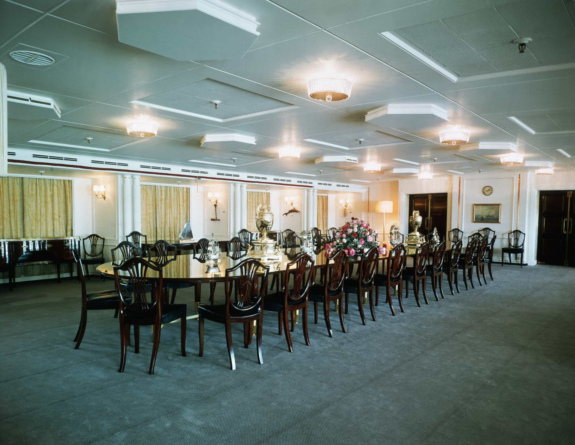 <p>The Reagan's dined in <em>Britannia</em>'s grand dining room (pictured), which could host up to 56 guests. The dining room was set within the ship's royal apartments and included a lounge, drawing room, and guest bedrooms.</p><p>You may also like:<a href="https://www.starsinsider.com/n/394229?utm_source=msn.com&utm_medium=display&utm_campaign=referral_description&utm_content=474709v1en-us"> All the ways Leonardo DiCaprio spends his millions</a></p>