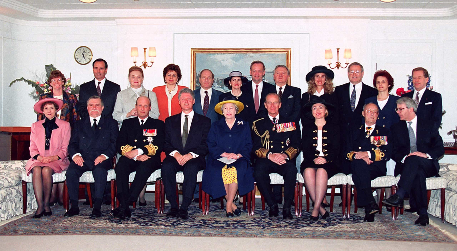 <p>The Queen, Heads of State, and their wives aboard the Royal Yacht <em>Britannia</em> for the D-Day 50th anniversary celebrations, US President Bill Clinton among them. Besides hosting politically- and diplomatically-themed functions, Britannia held numerous "Sea Days"— British overseas trade missions to promote business, trade, and industry around the globe.</p><p><a href="https://www.msn.com/en-us/community/channel/vid-7xx8mnucu55yw63we9va2gwr7uihbxwc68fxqp25x6tg4ftibpra?cvid=94631541bc0f4f89bfd59158d696ad7e">Follow us and access great exclusive content every day</a></p>