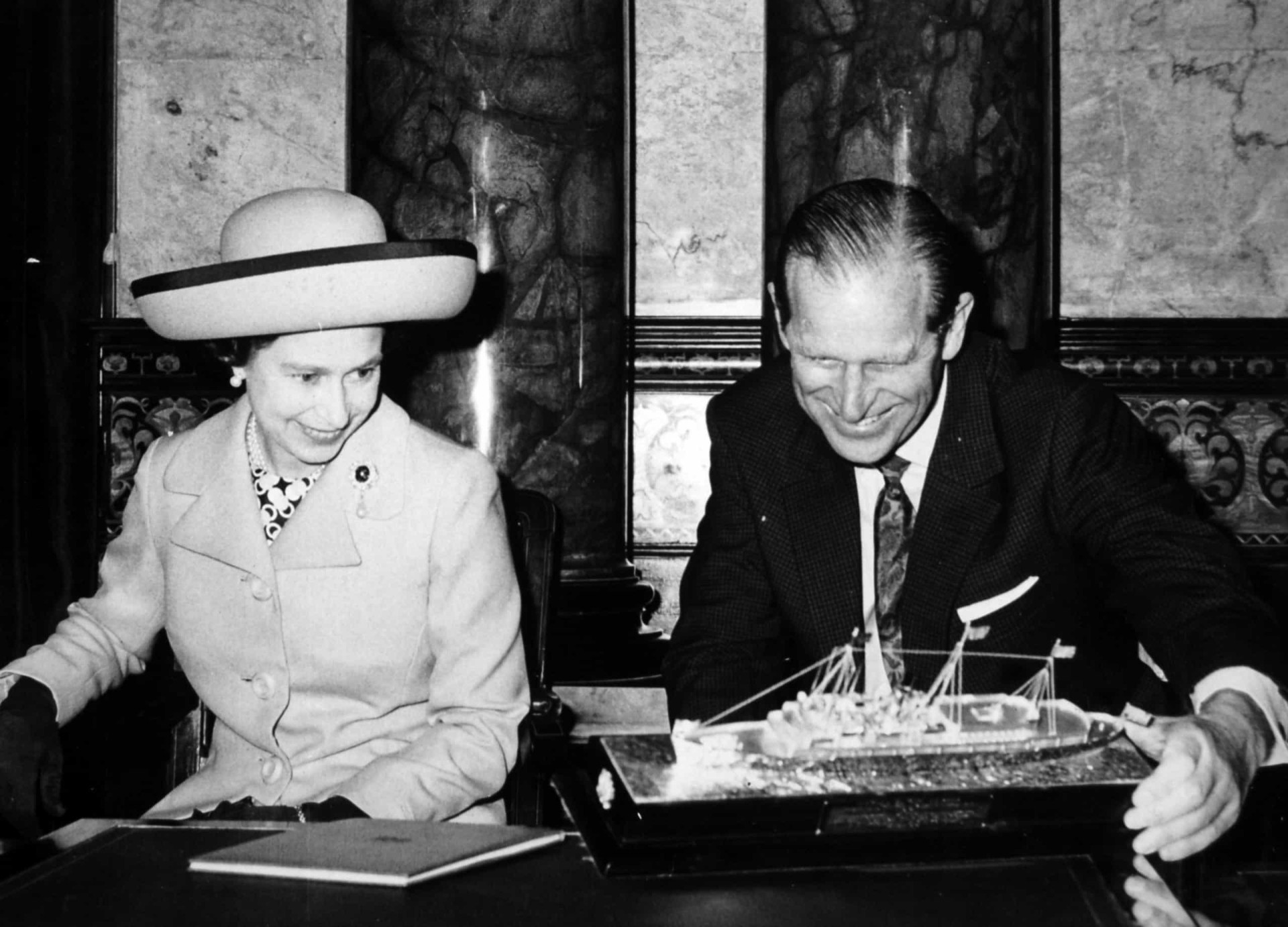 <p>Queen Elizabeth II and the Duke of Edinburgh admire a gift received after the monarch opened the new accommodation of Lloyd's Register of Shipping at the society's City of London headquarters. The gift was a silver model replica of the Royal Yacht <em>Britannia</em>.</p><p>You may also like:<a href="https://www.starsinsider.com/n/339710?utm_source=msn.com&utm_medium=display&utm_campaign=referral_description&utm_content=474709v1en-us"> Bugshots: insects as you've never seen them before!</a></p>