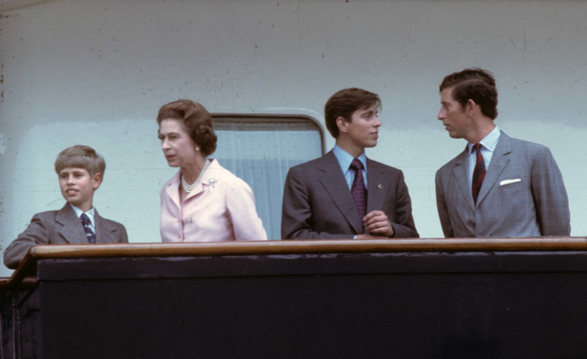 <p>Queen Elizabeth II with her sons Prince Edward, Prince Andrew, and Prince Charles on the deck of the <em>Britannia</em> as they arrive to attend the Olympic Games on July 1, 1976 in Montreal, Canada. Absent is Princess Anne, who was an athlete competing for the British equestrian team at the Summer Olympic Games that year.</p><p><a href="https://www.msn.com/en-us/community/channel/vid-7xx8mnucu55yw63we9va2gwr7uihbxwc68fxqp25x6tg4ftibpra?cvid=94631541bc0f4f89bfd59158d696ad7e">Follow us and access great exclusive content every day</a></p>