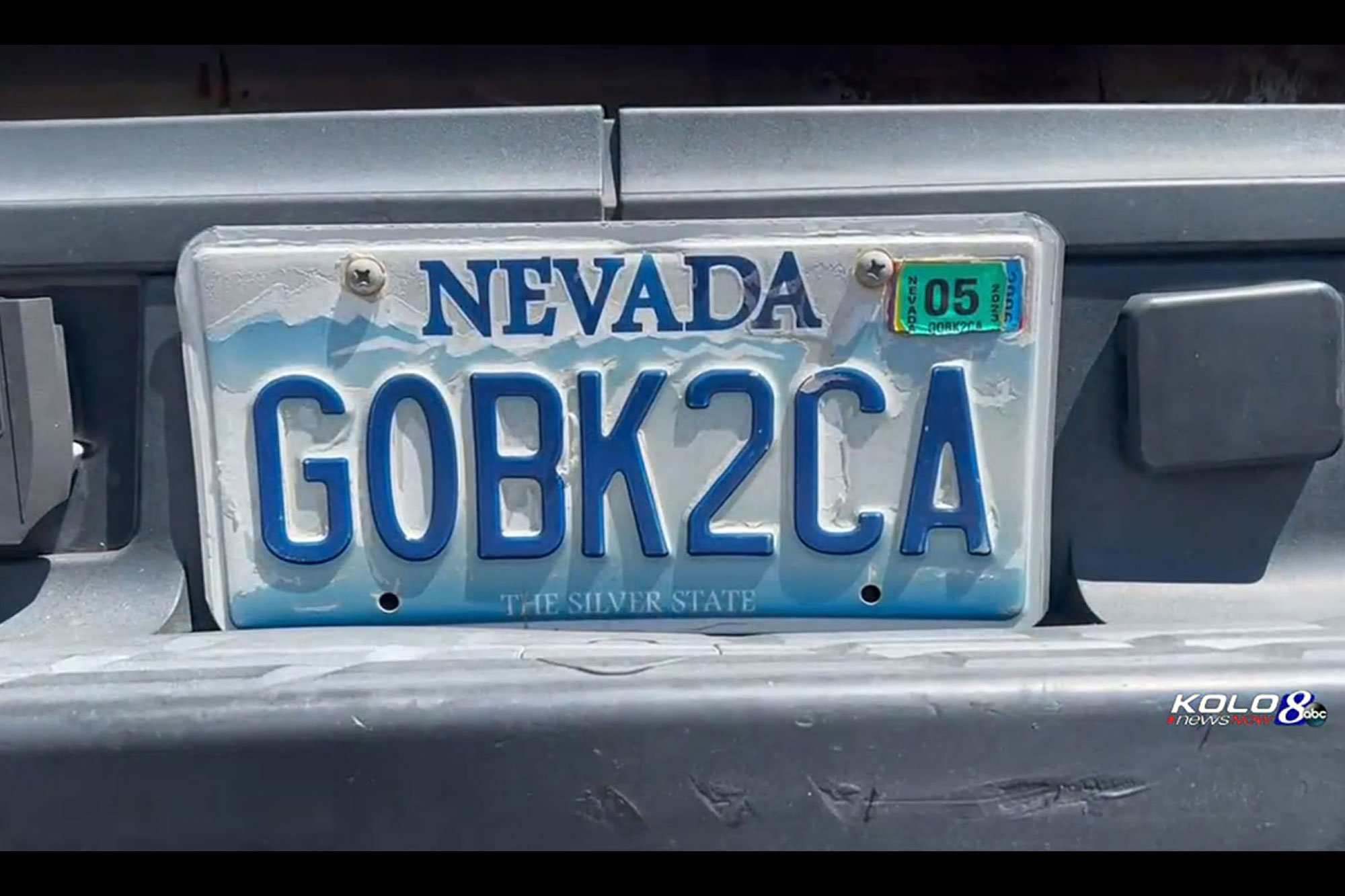 Nevada license plate with shortened message to ‘Go back to California