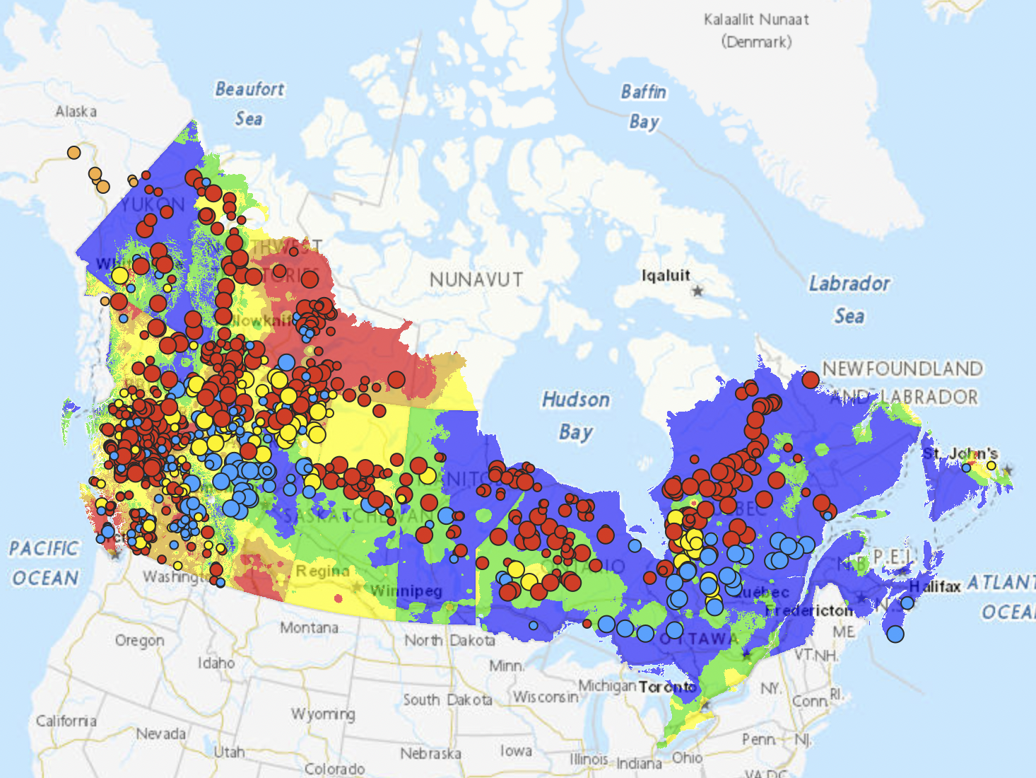 Map shows areas of Canada most affected by wildfires