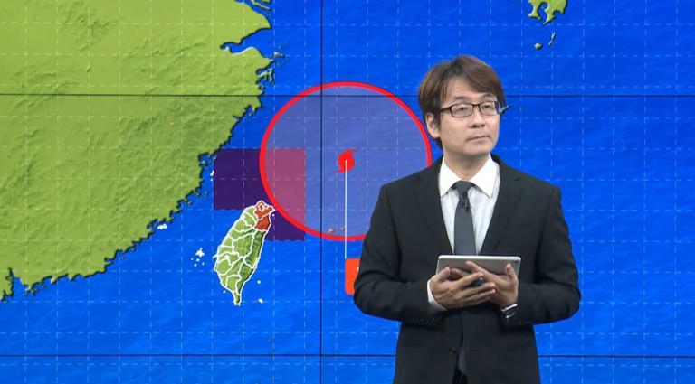 中央氣象局說明卡努颱風。（翻攝自YouTube@CWB氣象局）