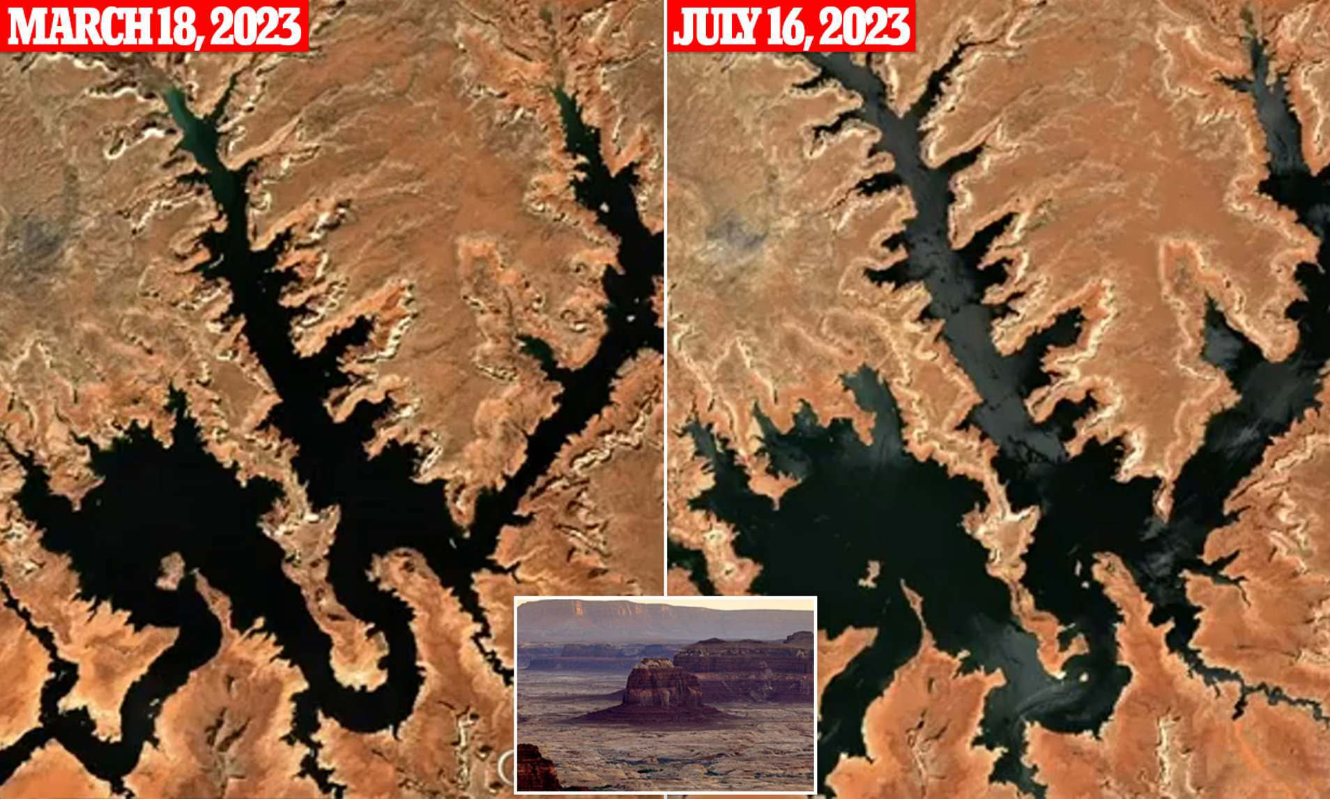 Incredible satellite images shows how previouslydrought stricken Lake