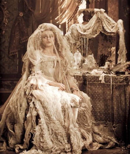 <p>Okay, I get that it’s tragic/not super sanitary that Miss Havisham chose to wear her wedding dress for the rest of her life after being jilted at the altar, but Helena Bonham Carter is kinda working the dress here, no? </p>