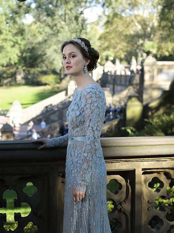 <p>If anyone could pull off a nontraditional blue wedding dress, it’s Blair Waldorf, who ended up getting married to (and then arrested with) Chuck Bass in the sixth season of the <em>Gossip Girl</em> series. </p>
