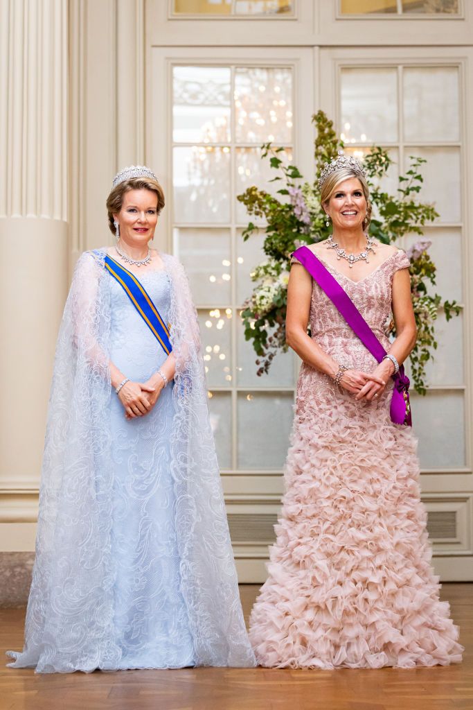 <p>Queenly pastels were on display at a banquet at Laeken Castle in Brussels when the Dutch royals made a state visit. Queen Maxima went for an on-trend pink shade with ruffles, while Queen Mathilde of Belgium opted for icy blue. </p>