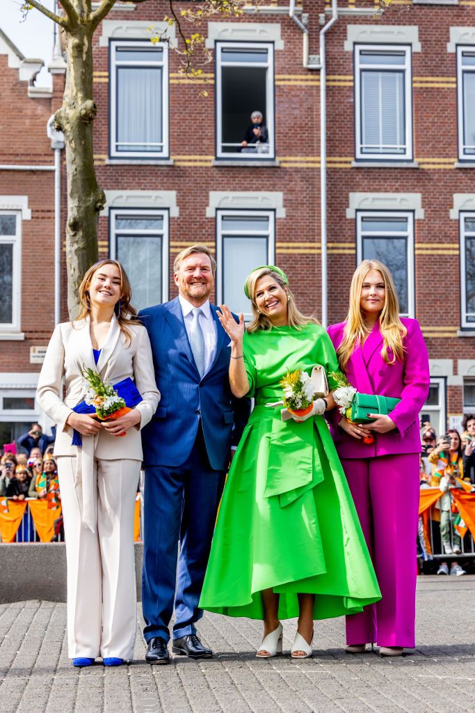 <p>A knack for color clearly runs in the royal family. For the Kingsday celebration in Rotterdam, Maxima chose a vivid green gress and matching headpiece, while her daughter Princess Amalia went for bold magenta. King Willem-Alexander and their daughter Princess Ariane, on the other hand, chose contrasting combos of bright blue and white. </p>