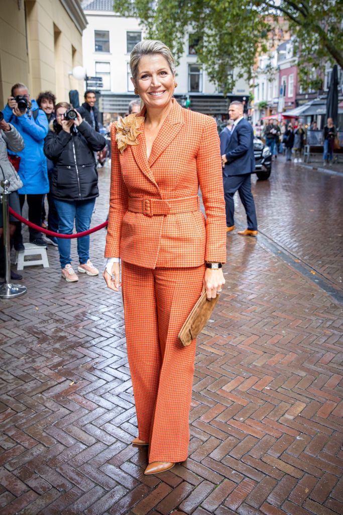 <p>Maxima proved the put-together power of a suit with this textured salmon number, which she wore for a celebration of the Music Education Agreement at the Conservatory in Utrecht, Netherlands.</p>