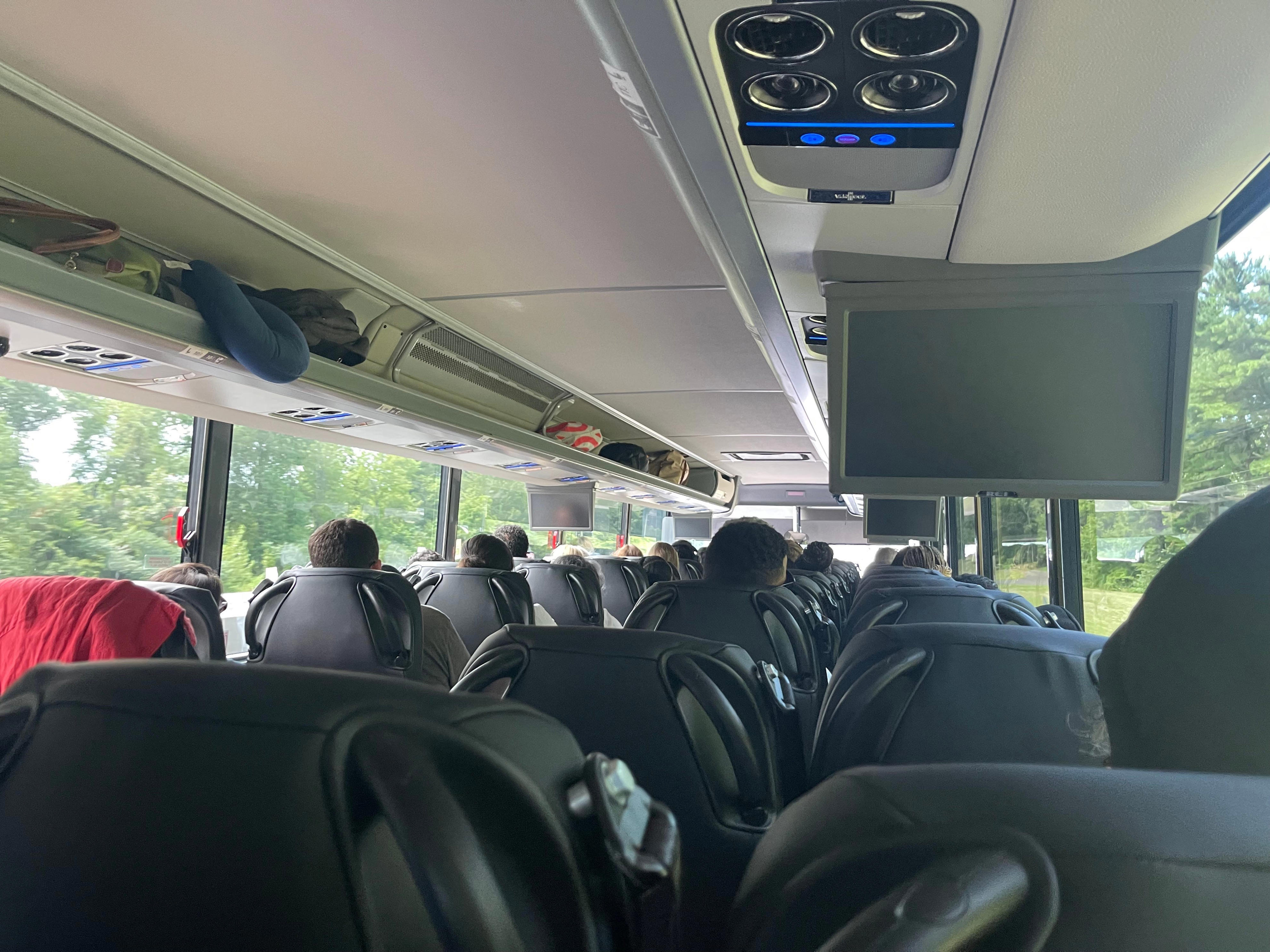 <p>Both buses had a similar seat configuration, with two seats on either side of the aisle.</p><p>But on the FlixBus, there were a lot more seats, leaving less room in between each row. </p>