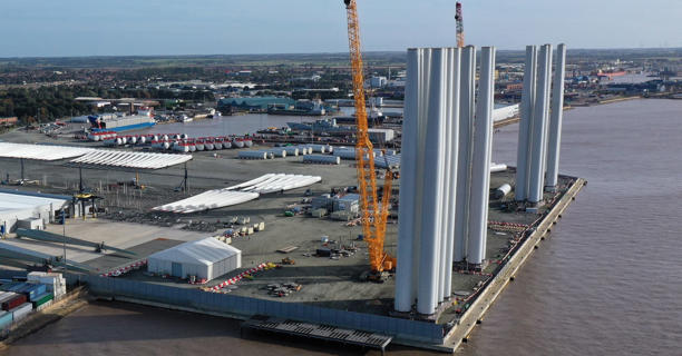 A Siemens Gamesa blade factory on the banks of the River Humber in Hull, England on October 11, 2021.