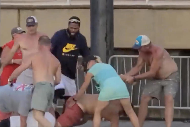 The initial fight broke up shortly after a Black man stepped in.