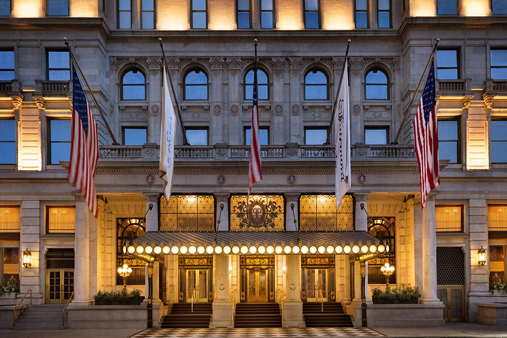 <p>Arguably the most iconic of New York’s hotels, <a href="https://www.theplazany.com/">the Plaza</a> has graced the southeast corner of Central Park since 1907. It’s as New York as you can get—you’ll recognise the 21-story, château-style building from myriad films including, in a major starring role,<em> Home Alone 2</em>. As such, you can order the Home Alone 2 package, with limo, pizza, and a giant Kevin-sized ice cream sundae delivered to your room. Choose from 282 rooms—maybe the pink Eloise suite designed by Betsey Johnson named in honor of the 1950s book character who lived here. Enjoy a Plaza picnic in Central Park, or in a new elevated option, take a helicopter to the Hamptons, where you can have your hamper, with locally sourced seafood and caviar blinis, on the beach. Plus, your pampered pet here will have a matching bathrobe and a tier of pup-friendly macarons.</p> <p><em>Prices from $805</em></p>
