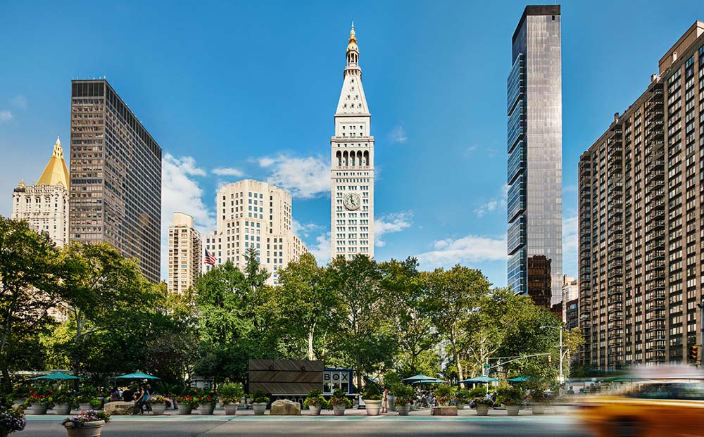 <p>If you’re looking for urban renovation, check into the reinvented Metropolitan Life Tower, built in 1909. Firmly in the thick of things in the Flatiron District, this <a href="https://www.editionhotels.com/new-york/">Edition-brand hotel</a>, which opened in 2015, has is a social hub. The 1,350-square-foot, one-bedroom penthouses—complete with 1.5 bathrooms and separate dining—are designed to live as a your own luxe Manhattan apartment. With a design by Ian Schrager, the 271 rooms feature dark and light oak treatments and curated artwork, and have panoramic views of the city. The lobby bar, with bleached leather armchairs and open fireplace, is a popular meeting and unwinding place for guests and locals alike.</p> <p><em>Prices from $625</em></p>