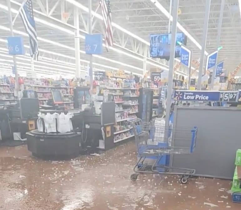 Watch Hail smashes through roof of Rice Lake Walmart during Wednesday