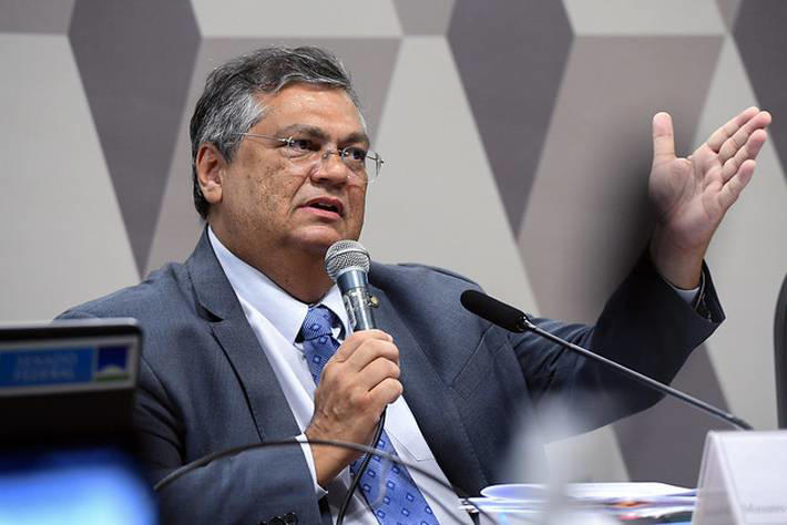 O ministro da Justiça, Flávio Dino articulou o projeto chamado de 'Pacote da Democracia' Foto: Marcos Oliveira/Agência Senado