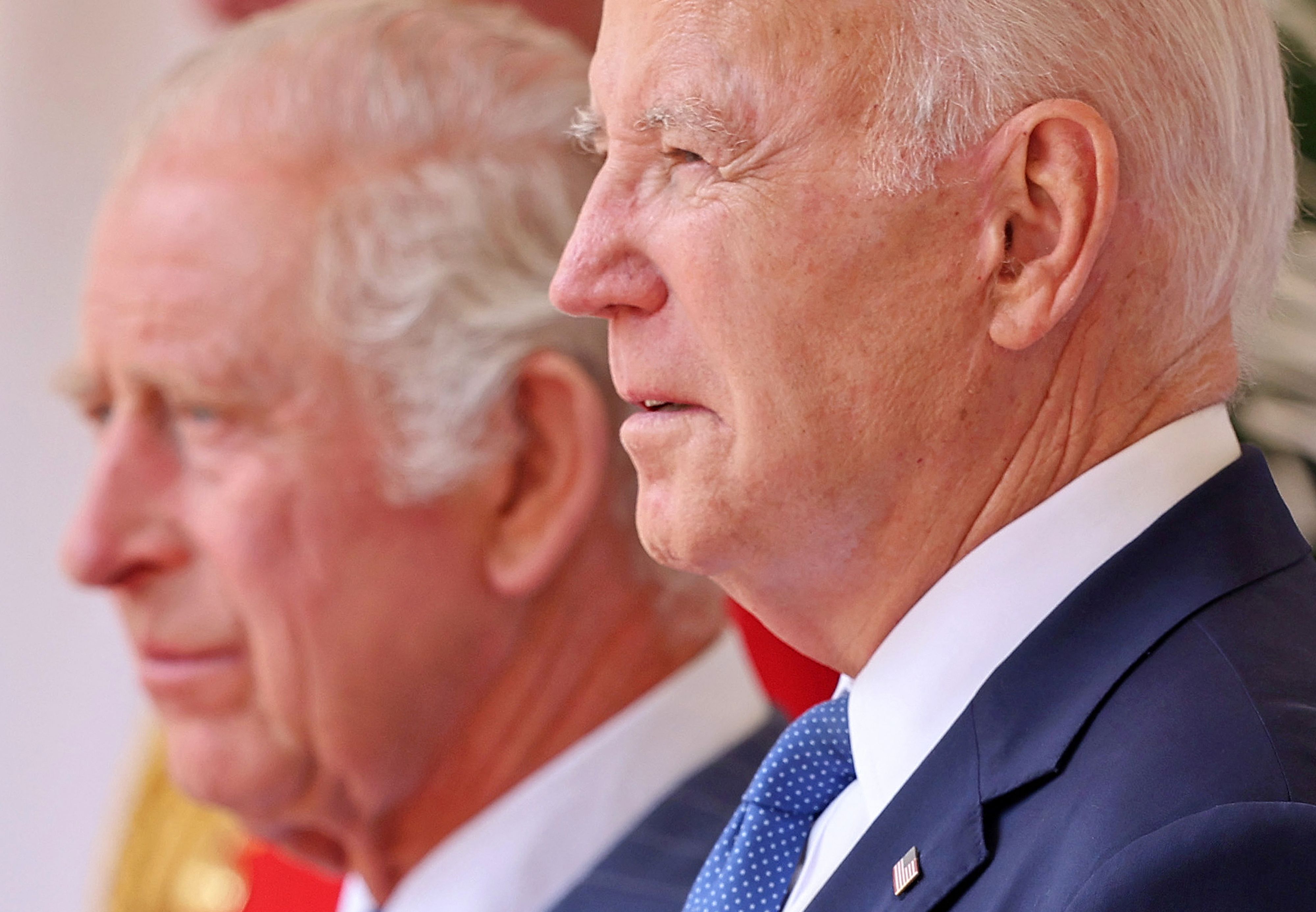<p>King Charles III and President Joe Biden watched a military march during a ceremonial <a href="https://www.wonderwall.com/celebrity/royals/see-king-charles-iii-meetings-with-american-u-s-presidents-over-the-years-prince-charles-camilla-652116.gallery">welcome for the American leader</a> in the Quadrangle at Windsor Castle in Windsor, England, on July 10, 2023. The president visited Britain to further strengthen the close relationship between the nations and to discuss climate issues with the monarch. He also met with Prime Minister Rishi Sunak before going on to a NATO summit in Lithuania.</p>