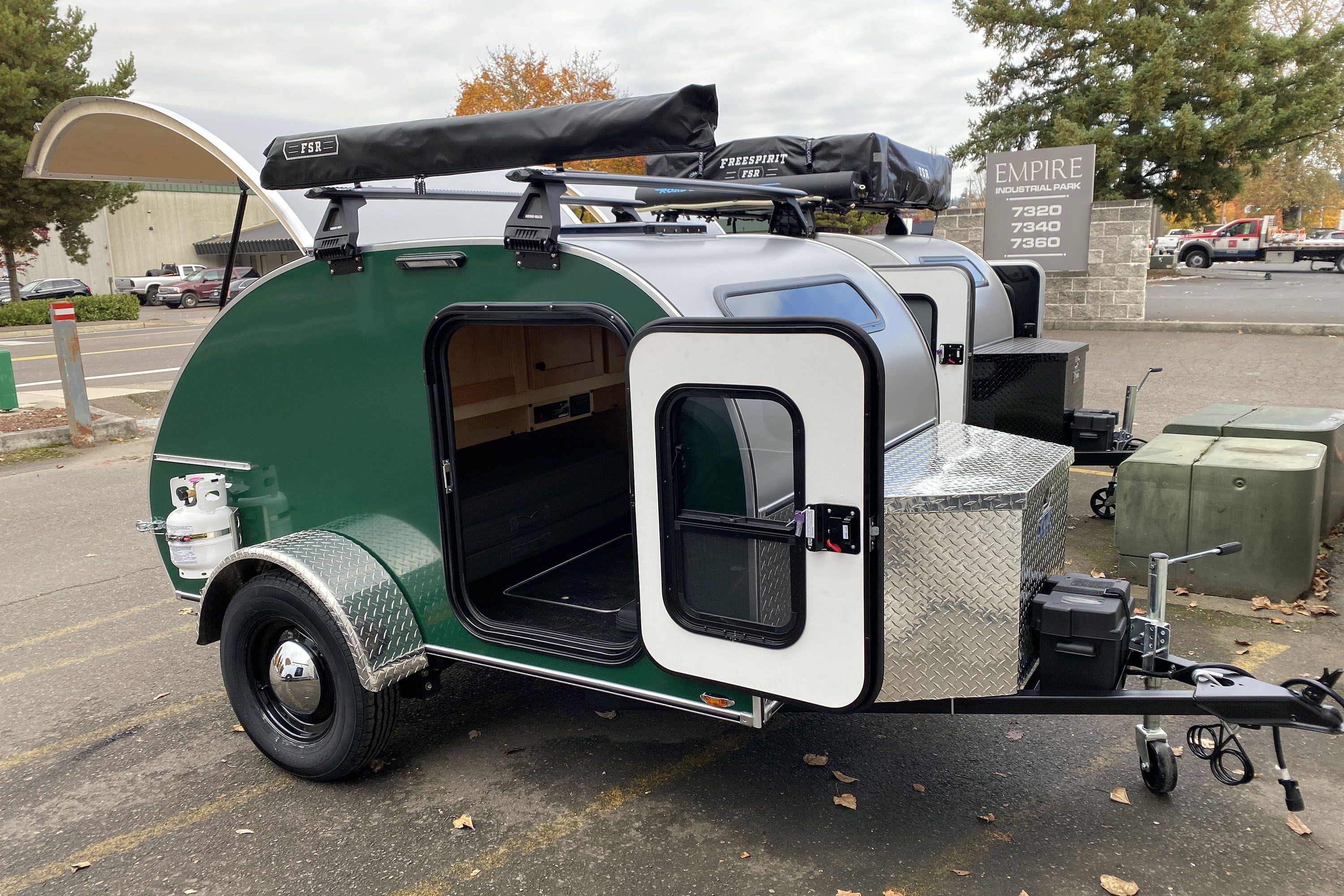 <p>Portland, Oregon-based <a href="https://aeroteardrops.com/">Aero</a> offers a number of customizable tiny RV models, but the 5-by-10-foot Steel is its most compact they currently offer. Like many teardrop-style trailers, the Steel features a sleeping cabin and galley that can be configured several ways. It also comes with a Bluetooth stereo system, hardwood cabinetry, LED lighting, and underfloor storage.  </p>