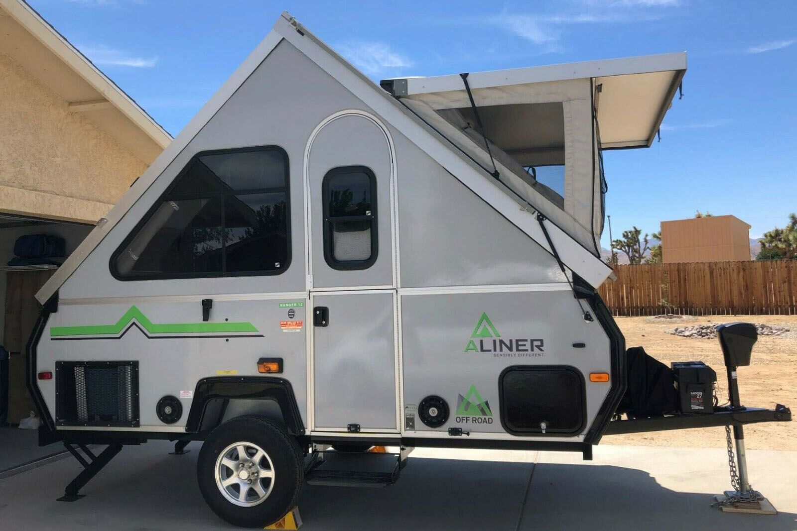 <p>This pop-top, "original A-frame" camper was conceived of in the early 1970s. It now comes in <a href="https://aliner.com/aliner-campers/">10 versions</a> with differing features. These include exterior options such as an outdoor shower, baggage doors, LED running lights, exterior outlets, off-road axle, outside grill, and more. Interior options include a shower, toilet, and front and/or rear beds. </p>