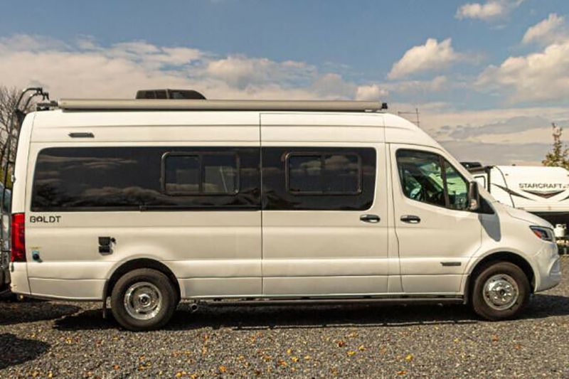 <p>Following the success of the Revel is Winnebago's newest camper van, <a href="https://winnebagoind.com/products/class-b/2020/boldt/boldt">the Boldt</a>. Built on a 24-foot Mercedes-Benz chassis with a V6 diesel engine that's also available in a 4x4 option, this modern motorhome includes safety features such as airbags, blind-spot monitors, and assist systems for auto-high beam, active lane keeping, and active braking. The two floorplans combine sleeping areas, galley kitchens, and dining areas. </p>