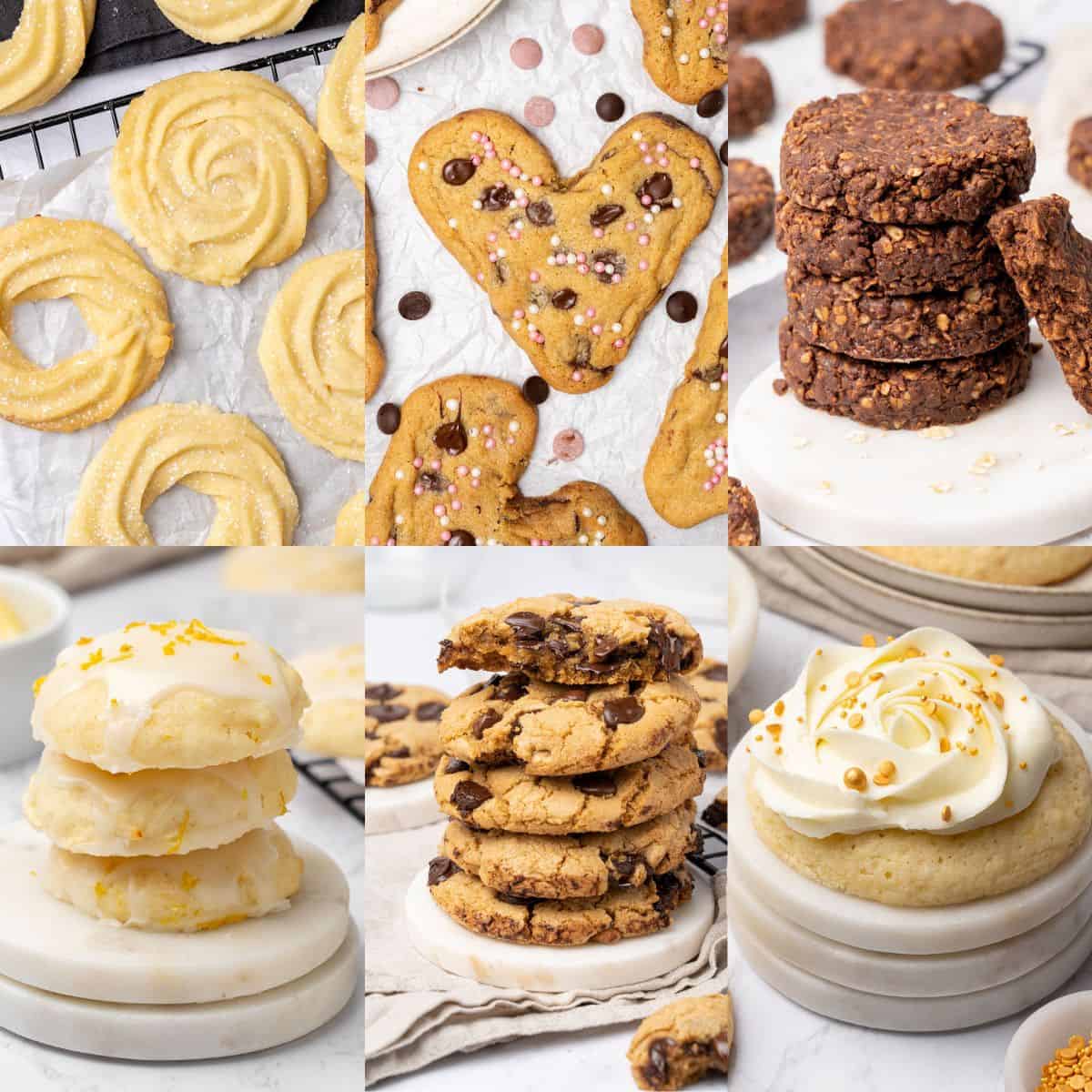 <p>All the<strong> <a href="https://www.spatuladesserts.com/types-of-cookies/">different types of cookies</a></strong> with pictures in one place! Whether you prefer chocolate chip, oatmeal, drop, thumbprint, or icebox, consider this the ultimate guide to different types of cookies.</p> <p><strong>Go to the recipes: <a href="https://www.spatuladesserts.com/types-of-cookies/">Different Types of Cookies</a></strong></p>