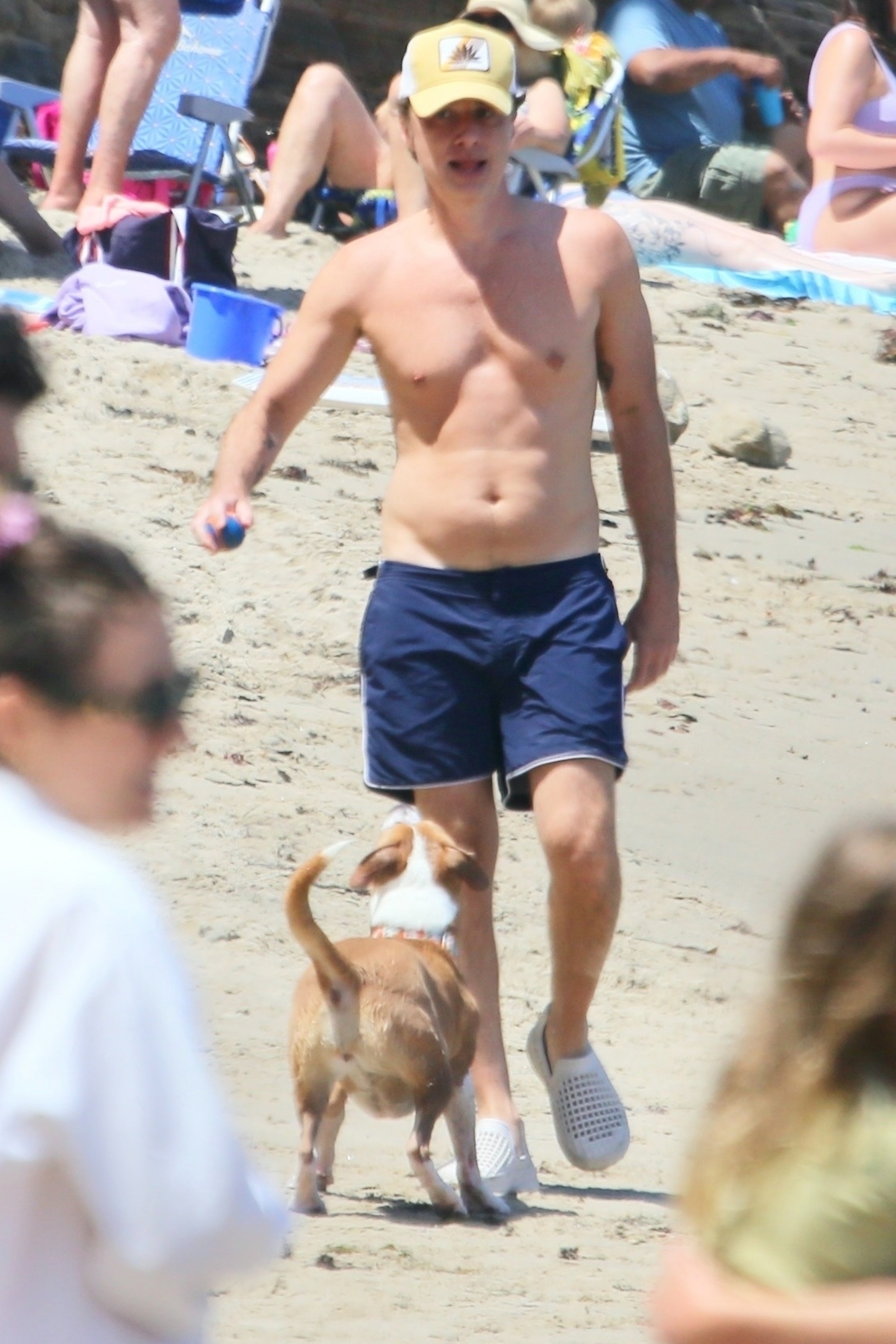 <p>Zach Braff enjoyed tossing a ball to his dog during a sweltering beach day in Los Angeles on July 15.</p>