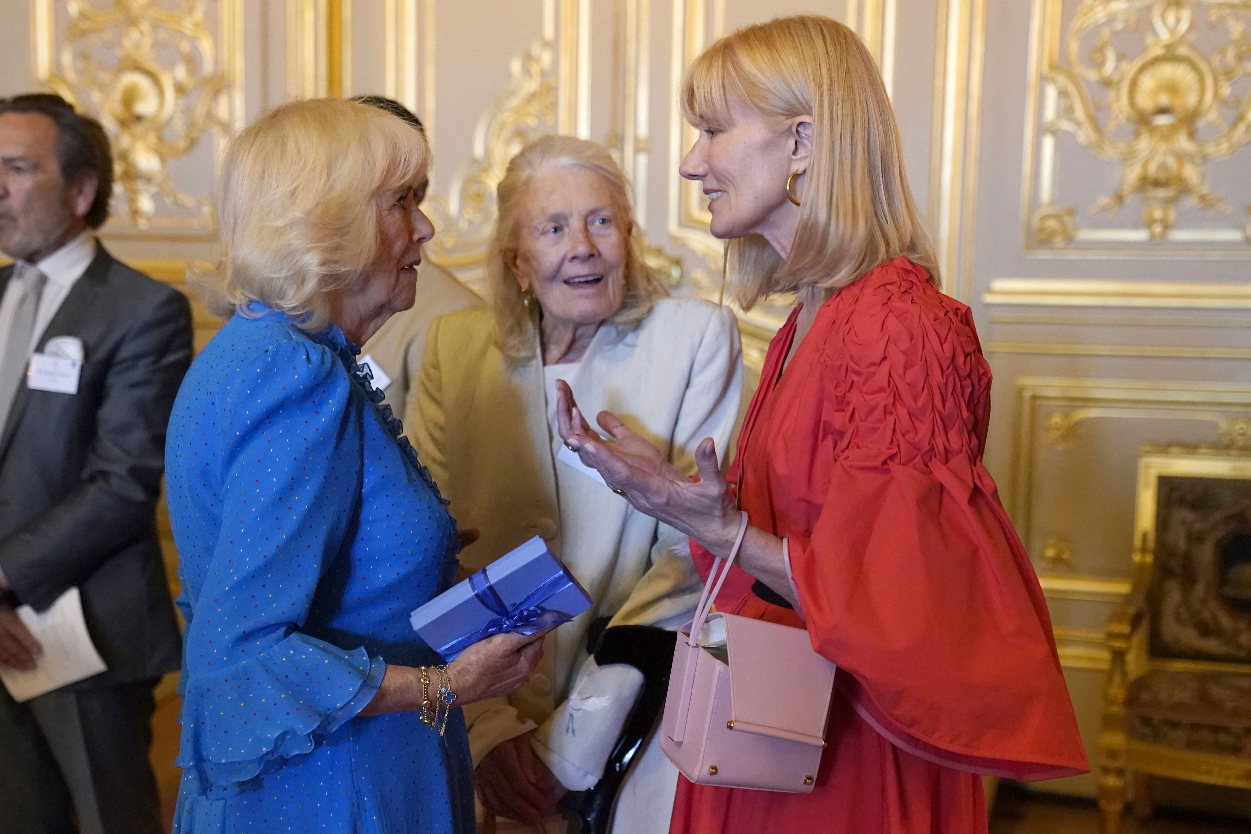 <p>Queen Camilla met with actresses Vanessa Redgrave and Joely Richardson, who hail from a famed British acting family, during a reception at Windsor Castle in WIndsor, England, on July 18, 2023, to celebrate the work of William Shakespeare on the 400th anniversary of the publication of the first Shakespeare Folio.</p>