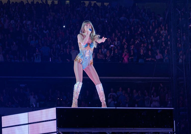  American singer-songwriter Taylor Swift on the Eras Tour in Arlington, Texas, April 2, 2023.